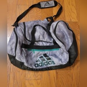 adidas Gray Marble Duffle Bag with Teal Accents and Black Trim